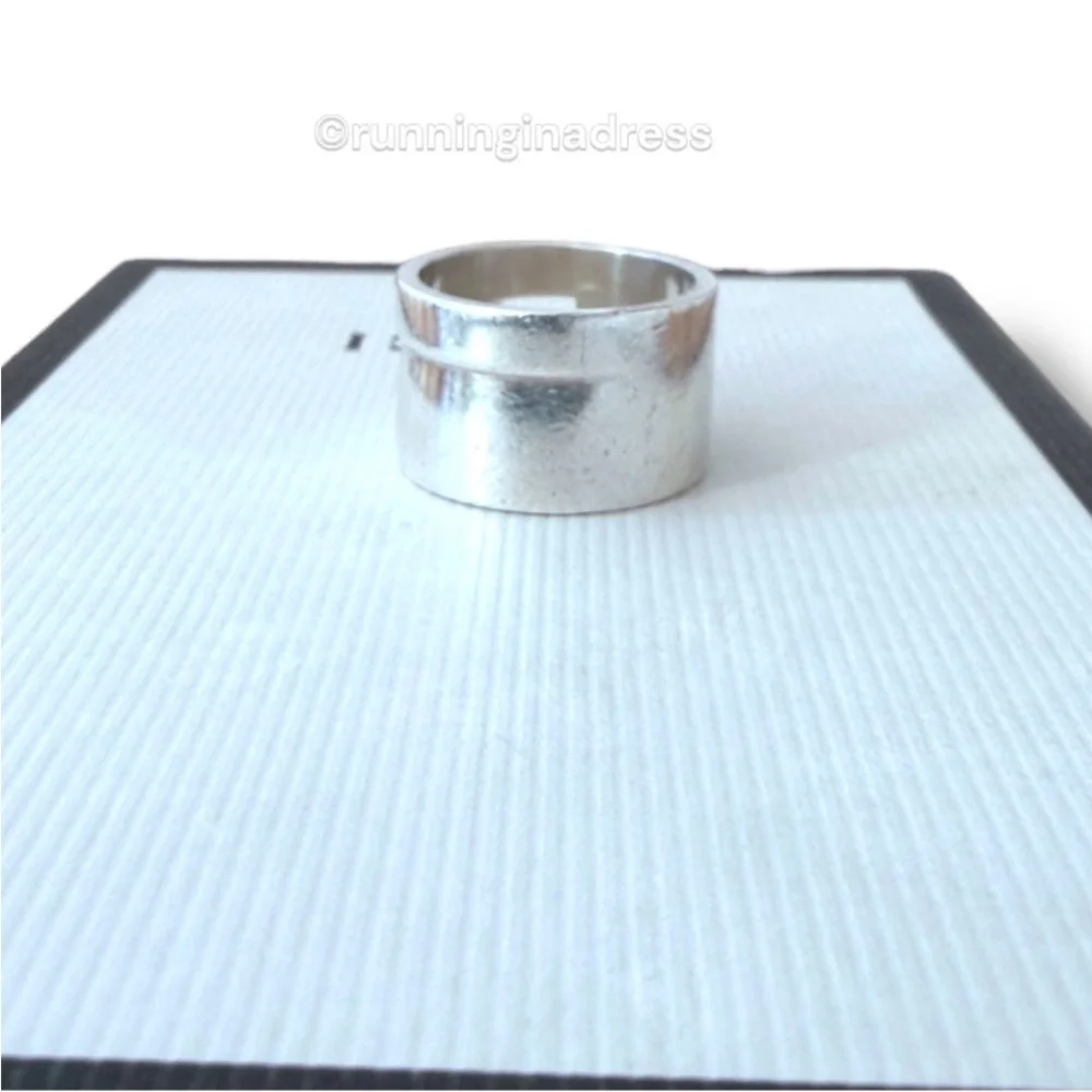 Vintage Gucci Tom Ford Era Geometric G Wide 925 Sterling Silver Ring 8.5 Y2K